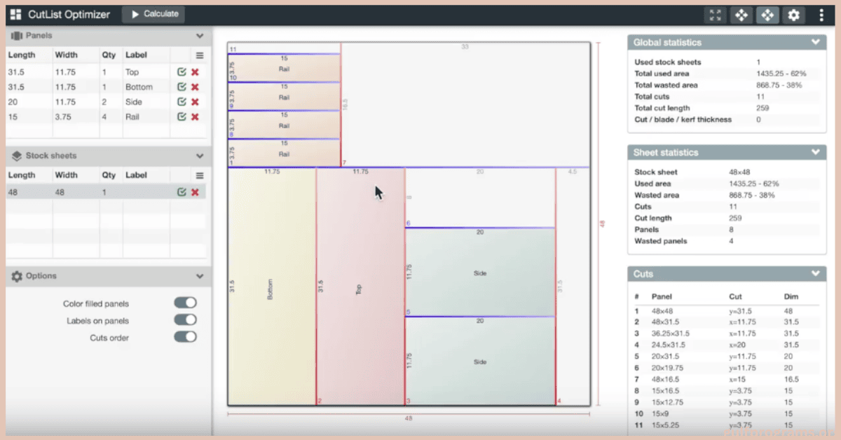 تحميل برنامج CutList Optimizer للكمبيوتر